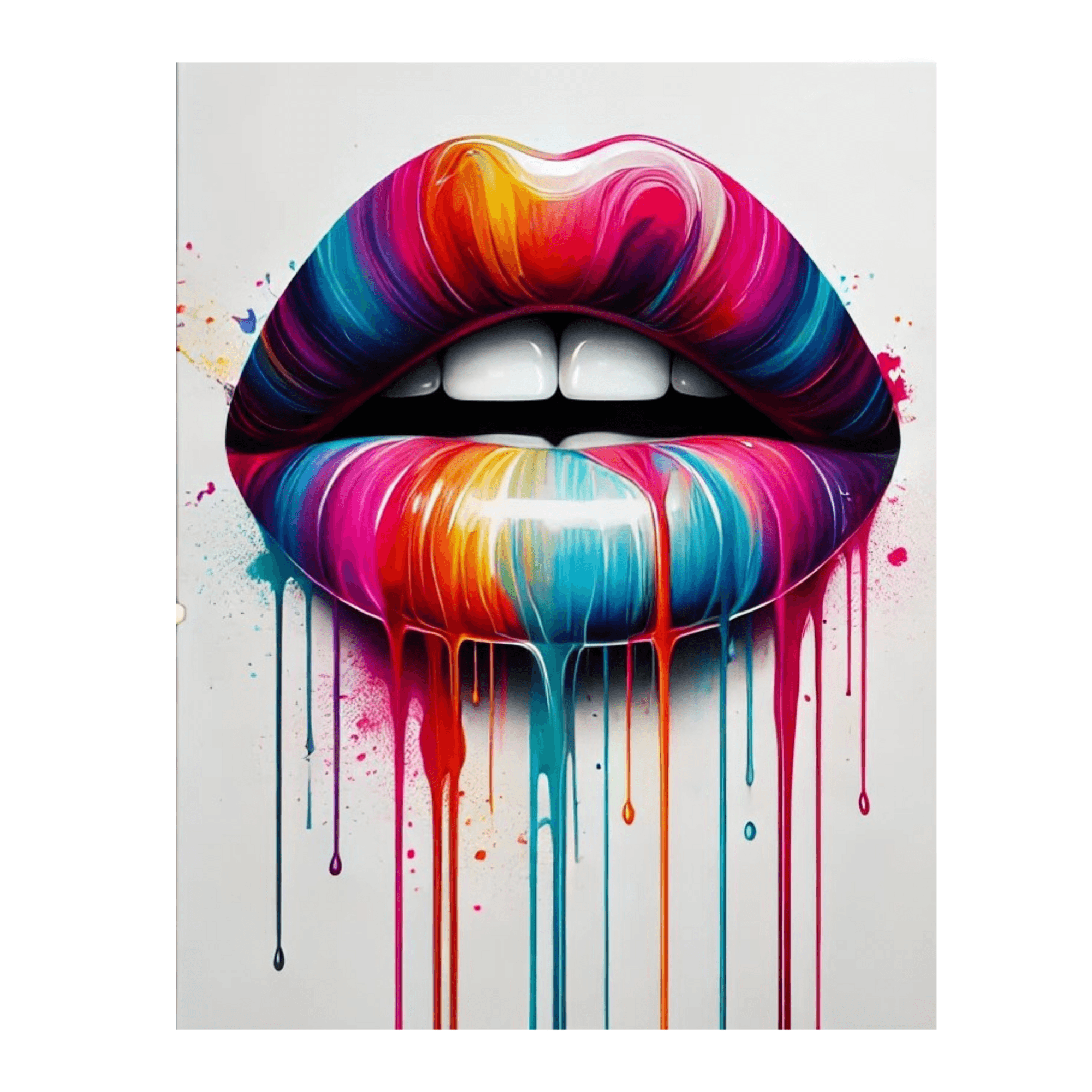 InkFlow Art Lip Poster - Woman's Lips Print - Color Drip Art - Abstract Art - Pop Art - Graffiti Art - Rainbow Art - Girly Art - Great Bedroom or Living Room Wall Decor - 8x10 UNFRAMED Wall Art - Infinity Beyond Crafts