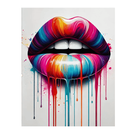 InkFlow Art Lip Poster - Woman's Lips Print - Color Drip Art - Abstract Art - Pop Art - Graffiti Art - Rainbow Art - Girly Art - Great Bedroom or Living Room Wall Decor - 8x10 UNFRAMED Wall Art - Infinity Beyond Crafts