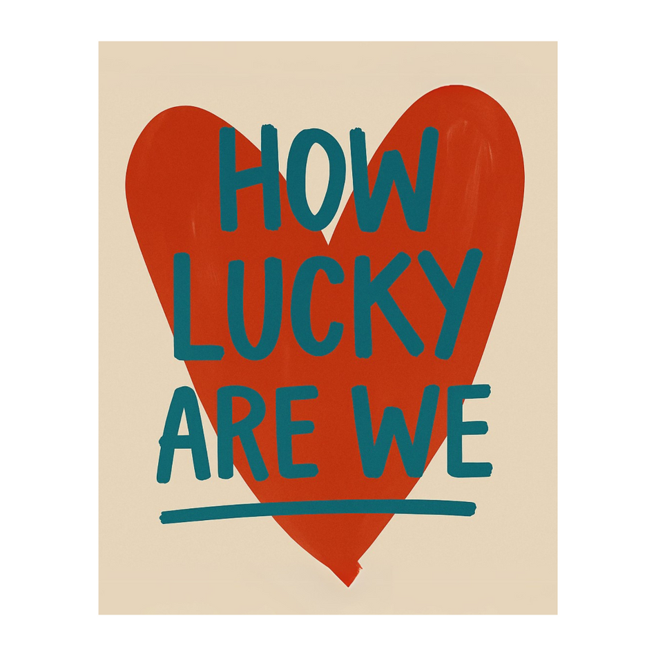 InkFlow Red Mood "How Lucky Are We" Poster - Vintage Aesthetic Wall Art - Stylish Minimalist Bedroom Decor - Trendy Home Decoration for Living Room, Dorm, Office - Unframed Wall Art