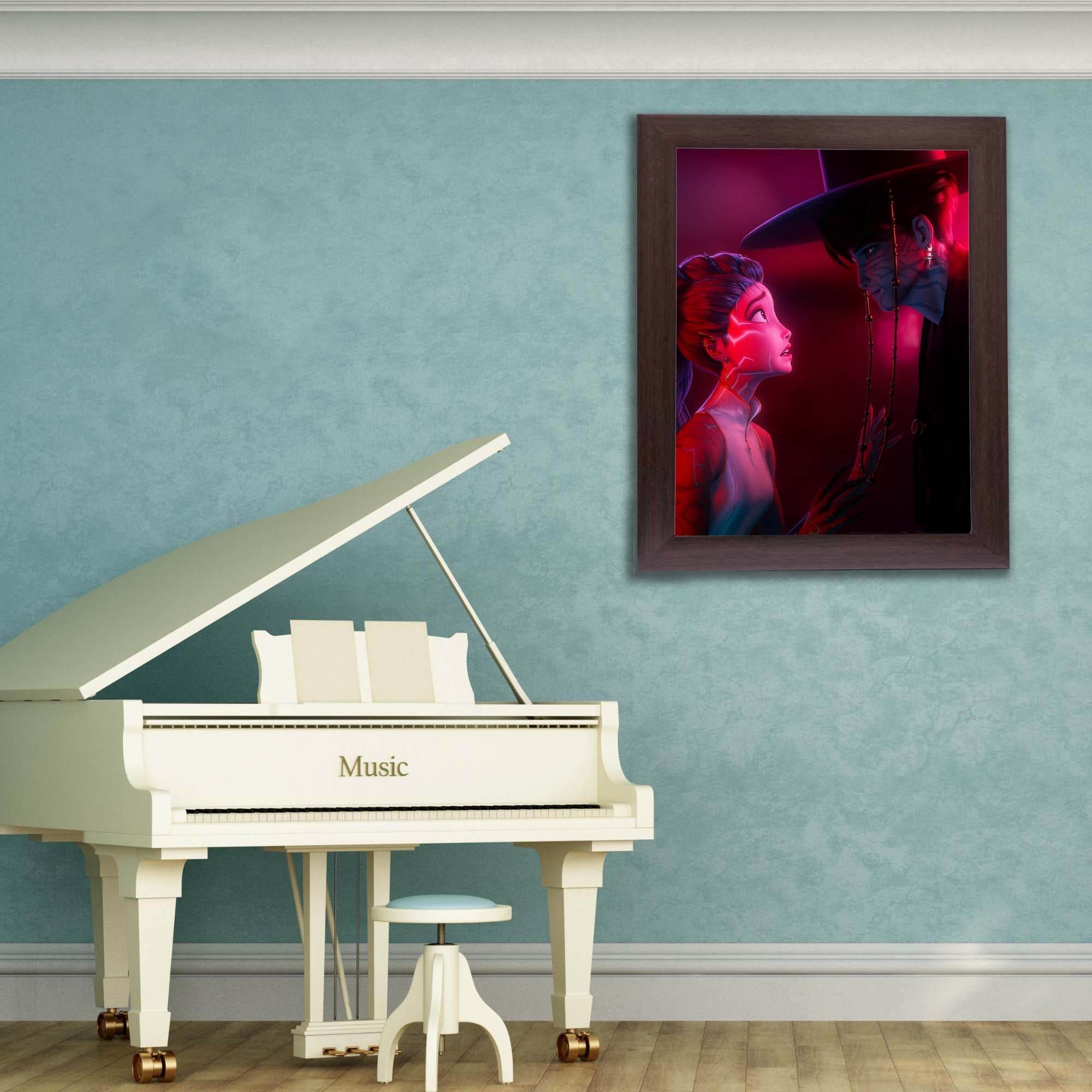 InkFlow Demon Hunters Poster - Vintage-Inspired Wall Art for Music and Fantasy Fans, Retro Korean-Inspired Print for Bedroom or Office, Anime Style Decor - 11x14 Unframed Canvas Wall Art - Infinity Beyond Crafts