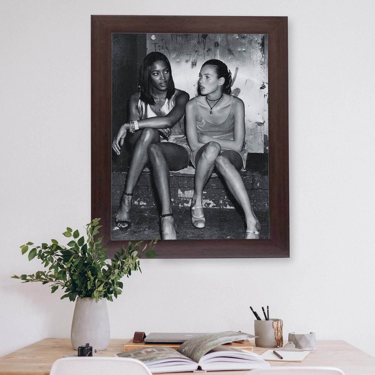 InkFlow Fashion Icon Poster - Elegant Black and White Photography of Supermodels for Home, Living Room, or Bedroom Décor - 8x10 Unframed Wall Art - Infinity Beyond Crafts