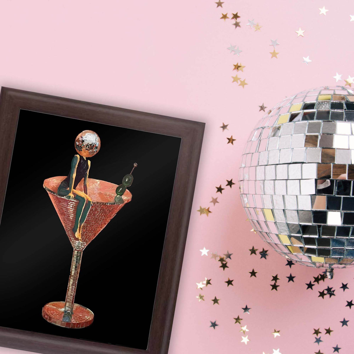 InkFlow Disco Martini Poster - Retro Pop Art Wall Decor for Home Bar Kitchen or Living Room - Vibrant & Fun Cocktail Party Print - 8x10 Unframed Canvas Wall Art - Infinity Beyond Crafts