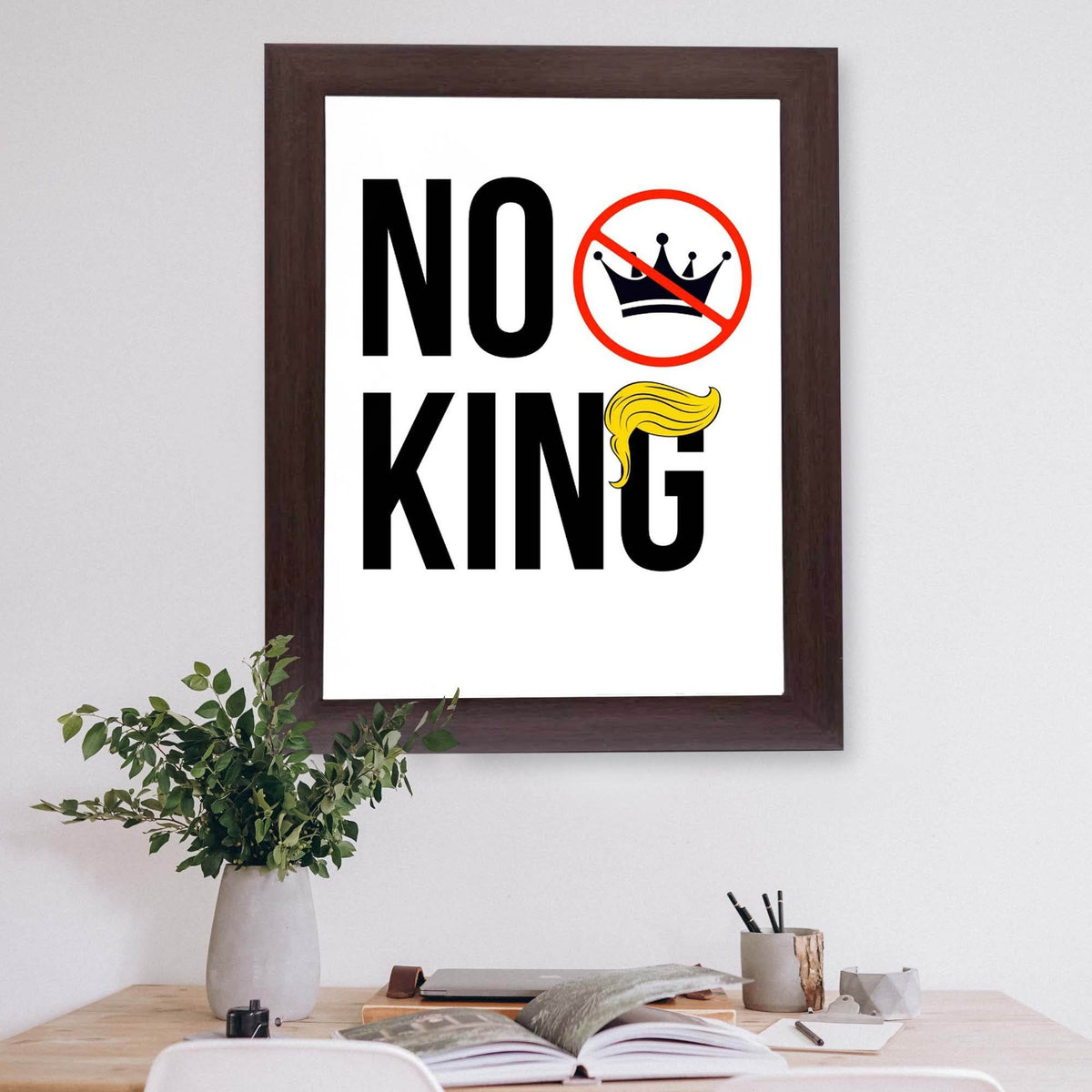 InkFlow No King Poster - Bold Political Artwork for Statement Wall Art, Home, Living Room, Bedroom, or Office Décor - Strong Political Message - 11x14 Unframed Wall Art - Infinity Beyond Crafts