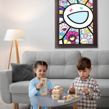 InkFlow Takashi Murakami Inspired Poster Wall Art Print - Bright and Colorful Floral Pop Art Design for Bedroom, Office, or Contemporary Living Spaces - 8x10 Unframed Canvas Wall Art - Infinity Beyond Crafts