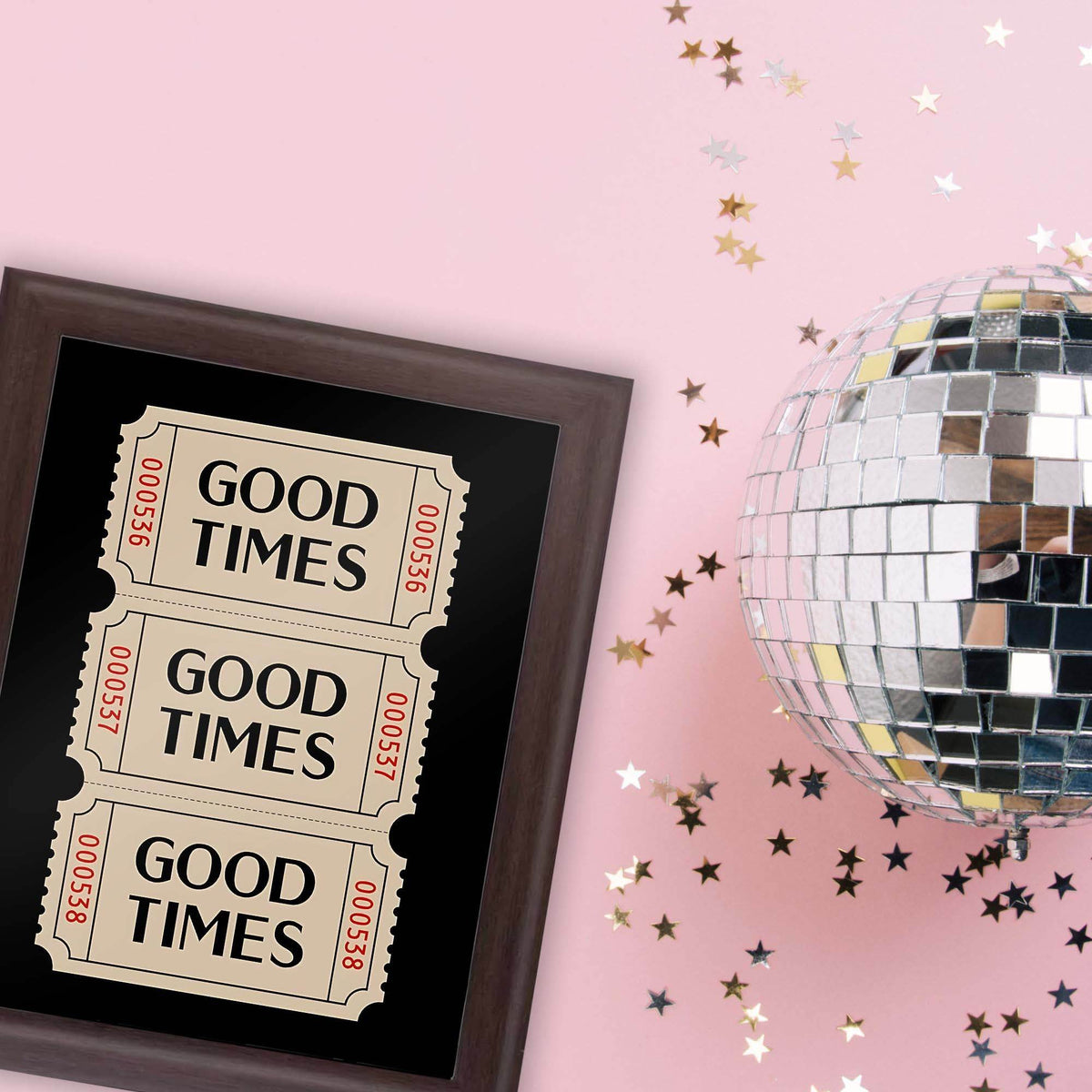 InkFlow Good Times Ticket Poster - Vintage Retro Wall Art for Home Office Bar or Living Room Décor - Nostalgic & Fun Ticket Stub Print - 8x10 Unframed Canvas Wall Art - Infinity Beyond Crafts