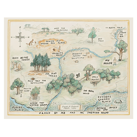 InkFlow Hundred Acre Woods Map Poster - Ideal Storybook Decor for Bedroom, Nursery, or Living Room - A Thoughtful Gift for Parents, Boys & Girls - 20x16 UNFRAMED Wall Art - Infinity Beyond Crafts