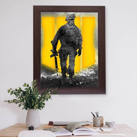 InkFlow Tactical Soldier-Inspired Poster - Military Warfare Wall Art for Home, Office, Bedroom Décor, Action Artwork for Gamer and FPS Enthusiasts - 8x10 Unframed Wall Art - Infinity Beyond Crafts