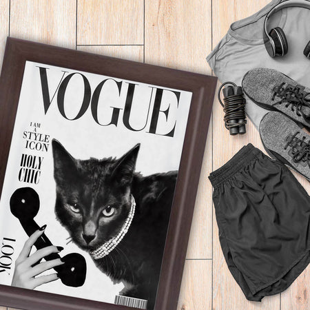 InkFlow Vogue Cat Poster - Fashion-Inspired Wall Art for Home, Office, Bedroom, or Living Room Décor - Chic and Whimsical Statement Artwork Print - 8x10 Unframed Canvas Wall Art - Infinity Beyond Crafts