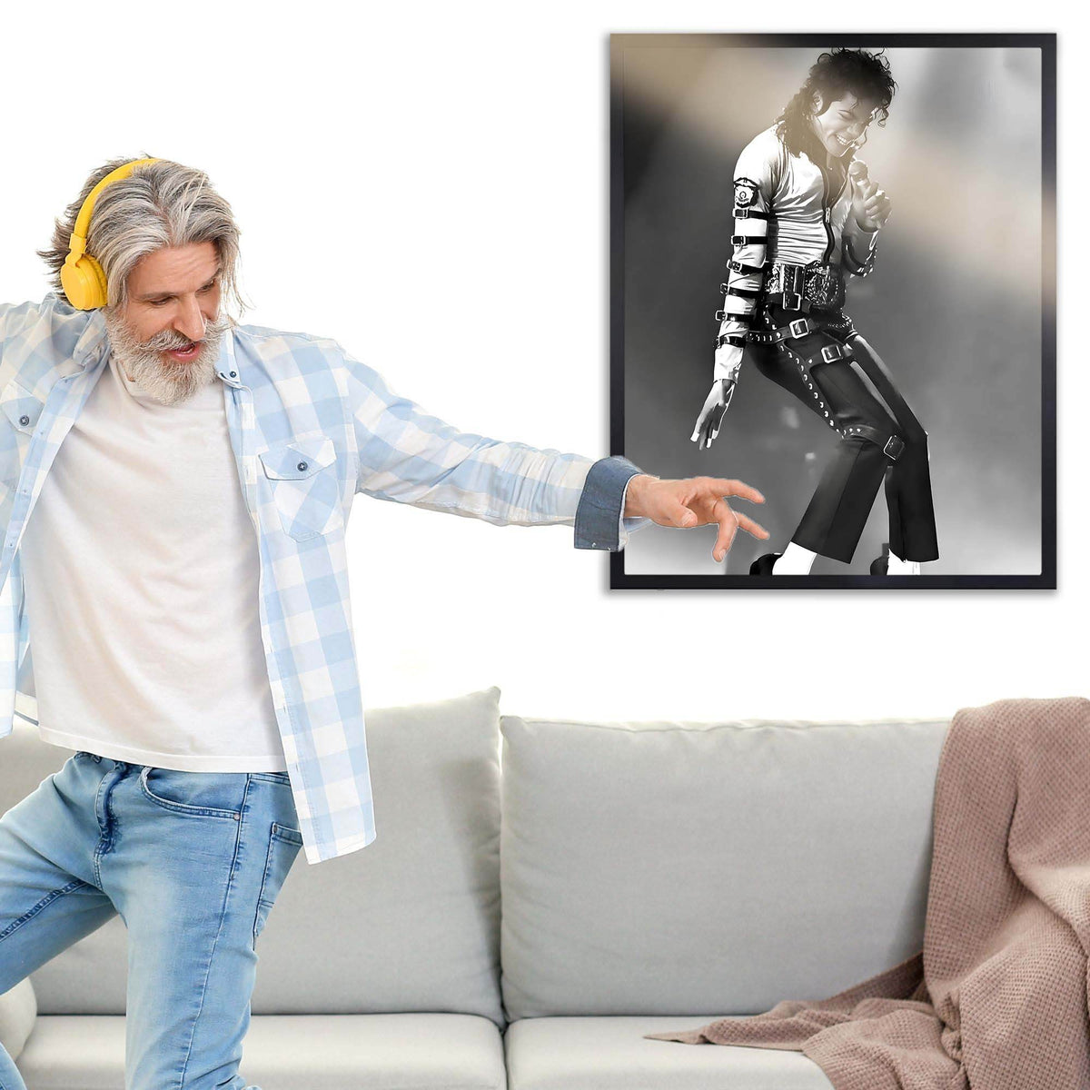 InkFlow Michael Jackson Poster - Legendary Pop Icon Wall Art for Home, Office, Bedroom, or Living Room Décor - Vibrant and Timeless Statement Artwork Print - 8x10 Unframed Canvas Wall Art - Infinity Beyond Crafts