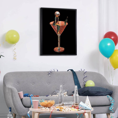 InkFlow Disco Martini Poster - Retro Pop Art Wall Decor for Home Bar Kitchen or Living Room - Vibrant & Fun Cocktail Party Print - 8x10 Unframed Canvas Wall Art - Infinity Beyond Crafts