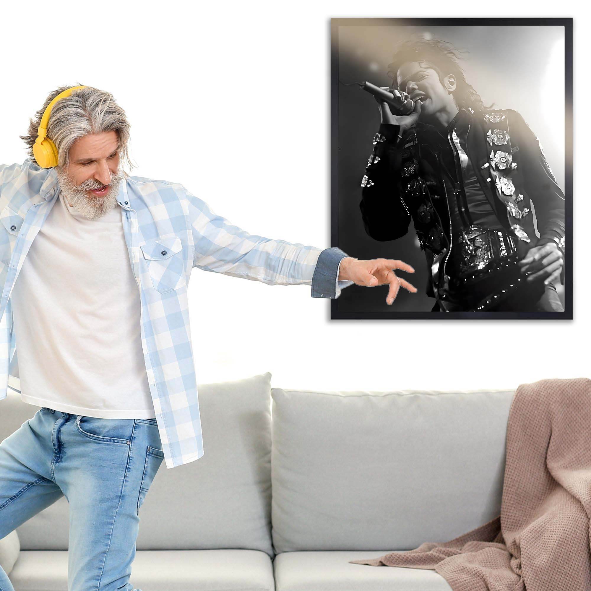 InkFlow Michael Jackson Poster - Iconic Music Legend Wall Art for Home, Office, Bedroom, or Living Room Décor - Bold and Timeless Statement Artwork Print - 8x10 Unframed Canvas Wall Art - Infinity Beyond Crafts