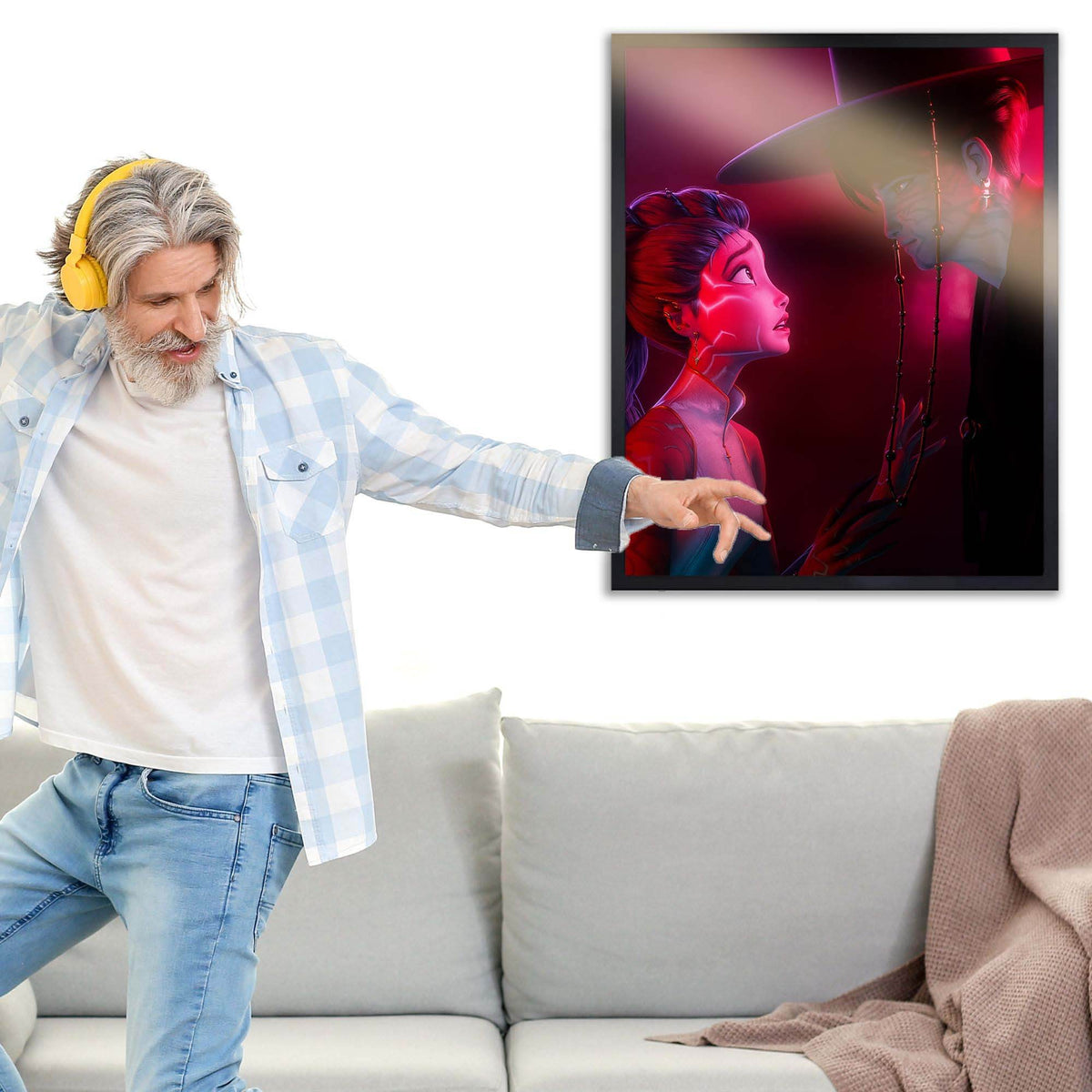 InkFlow Demon Hunters Poster - Vintage-Inspired Wall Art for Music and Fantasy Fans, Retro Korean-Inspired Print for Bedroom or Office, Anime Style Decor - 11x14 Unframed Canvas Wall Art - Infinity Beyond Crafts