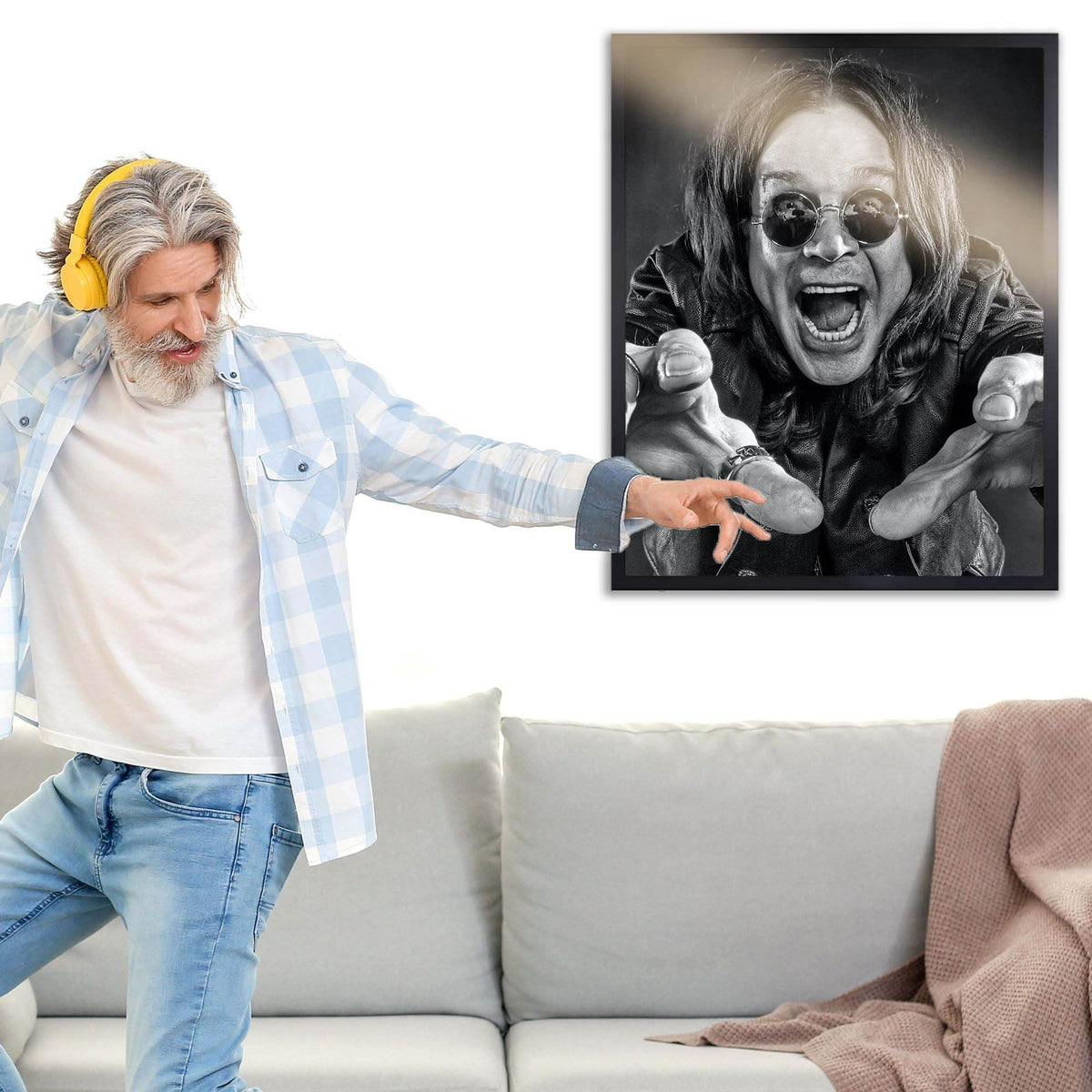 InkFlow Gritty Rock Music Poster - Classic Image Tribute to a Rock Legend, Famous People Art for Guitar Fans and Alternative Music Lovers - 8x10 Unframed Canvas Wall Art - Infinity Beyond Crafts