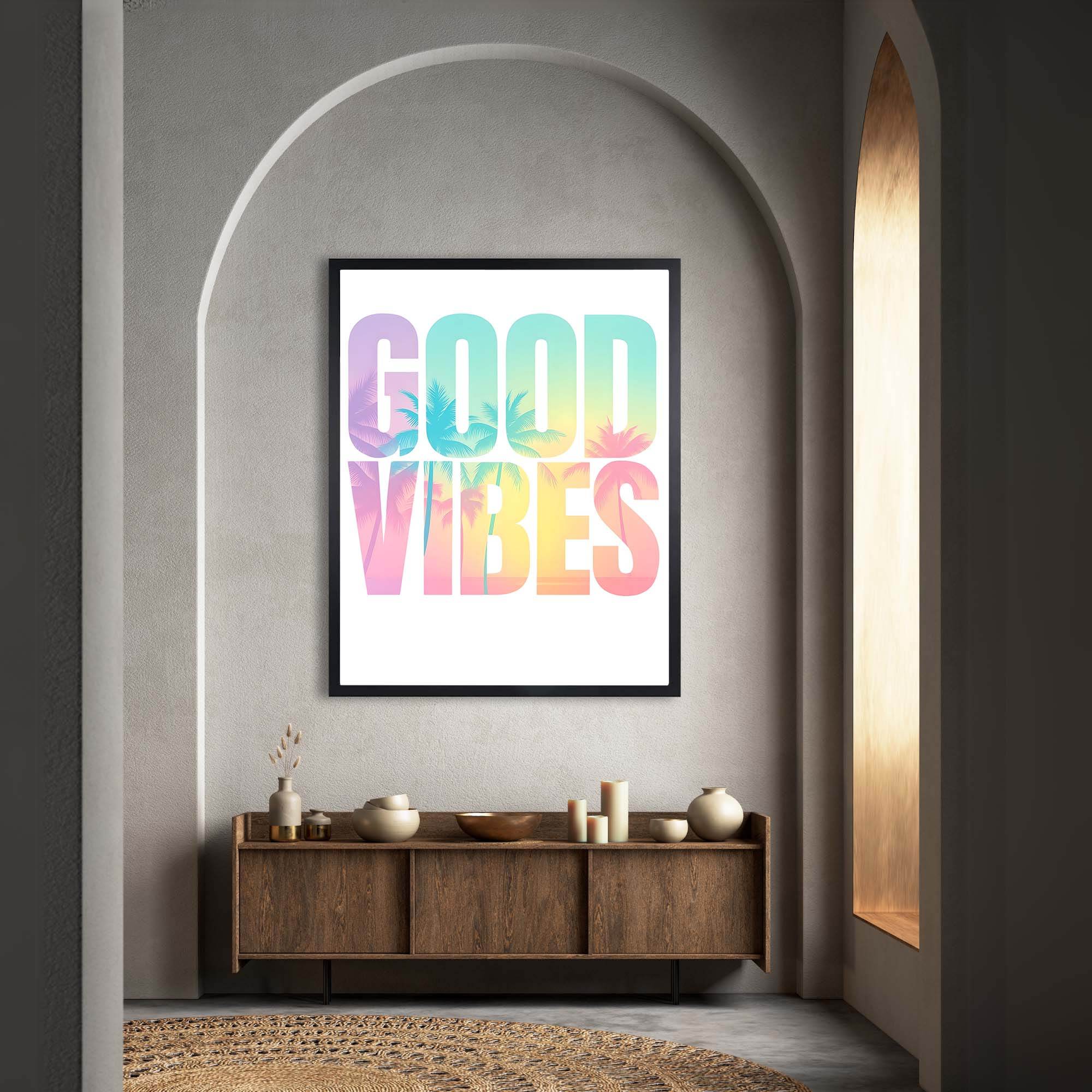 InkFlow Good Vibes Poster - Motivational & Inspirational Art Print with Positive Energy Message, Stylish Wall Décor for Home, Dorm, or Creative Space - 11x14 Unframed Canvas Wall Art - Infinity Beyond Crafts