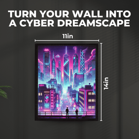 InkFlow Cyberpunk & Vaporwave Poster - Futuristic Sci-Fi Wall Art Print, Modern City Urban Wall Decor for Bedroom, Living Room, Office, Retro Aesthetic - 8x10 Unframed Wall Art - Infinity Beyond Crafts