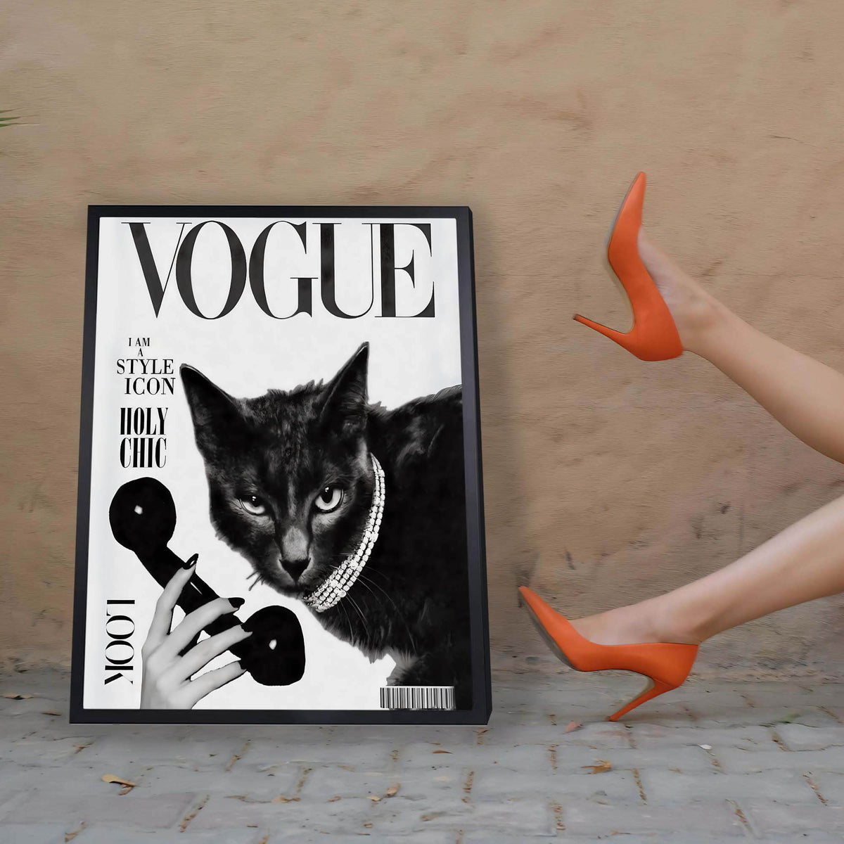 InkFlow Vogue Cat Poster - Fashion-Inspired Wall Art for Home, Office, Bedroom, or Living Room Décor - Chic and Whimsical Statement Artwork Print - 8x10 Unframed Canvas Wall Art - Infinity Beyond Crafts