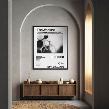 InkFlow House of Balloons Music Poster - Iconic Pop Art Print for Music Lovers, Inspirational Wall Decor for Home, Office, and Music Enthusiasts - Unframed Canvas Wall Art - Infinity Beyond Crafts