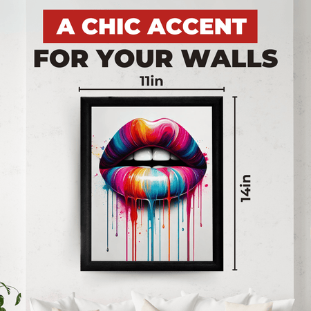 InkFlow Art Lip Poster - Woman's Lips Print - Color Drip Art - Abstract Art - Pop Art - Graffiti Art - Rainbow Art - Girly Art - Great Bedroom or Living Room Wall Decor - 8x10 UNFRAMED Wall Art - Infinity Beyond Crafts