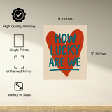 InkFlow Red Mood "How Lucky Are We" Poster - Vintage Aesthetic Wall Art - Stylish Minimalist Bedroom Decor - Trendy Home Decoration for Living Room, Dorm, Office - Unframed Wall Art