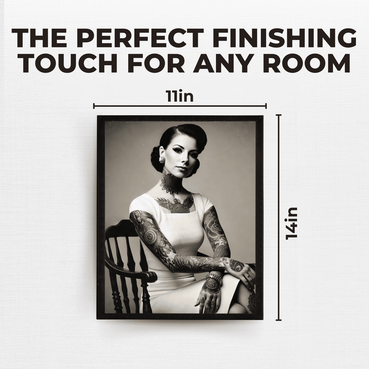 InkFlow Tattooed Woman Poster - Retro Tattoo Art Print, Black & White Photography Circus Art for Home Office or Living Room Wall Decor - 11x14 UNFRAMED Wall Art - Infinity Beyond Crafts