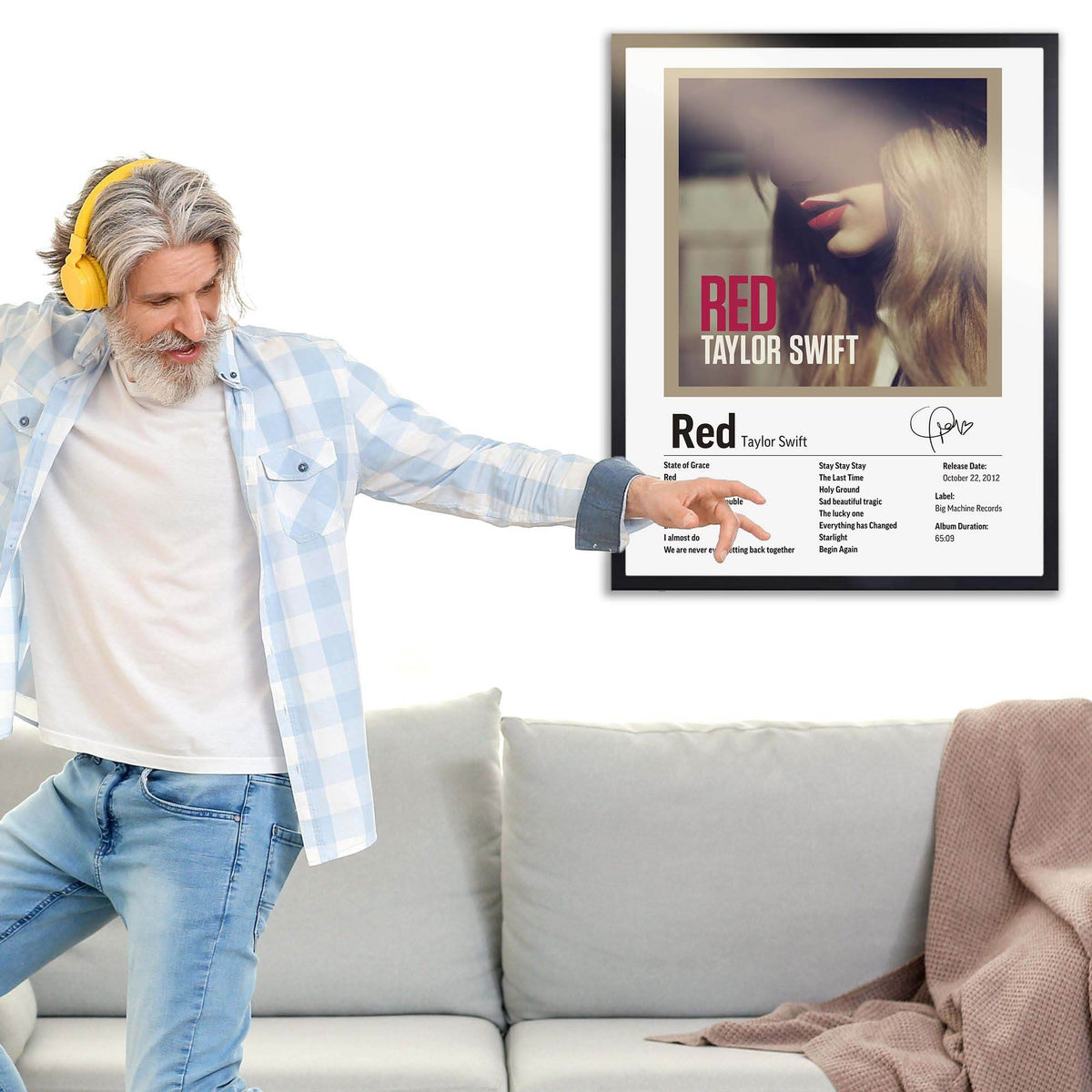 InkFlow Red Album Poster - Vibrant Music Art Print, Stylish Wall Decor for Home or Office, Perfect Gift for Fans of Pop and Country Music - 11x14 Unframed Canvas Wall Art - Infinity Beyond Crafts