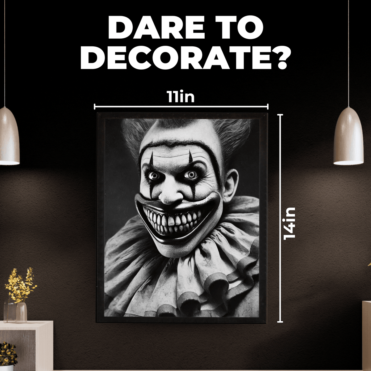 InkFlow Vintage Scary Clown Poster - Retro Circus Print - Halloween Art - Freak Show Art - Gift for Men & Women - Gothic Wall Decor for Bedroom, Living Room or Office - 8x10 UNFRAMED Wall Art - Infinity Beyond Crafts