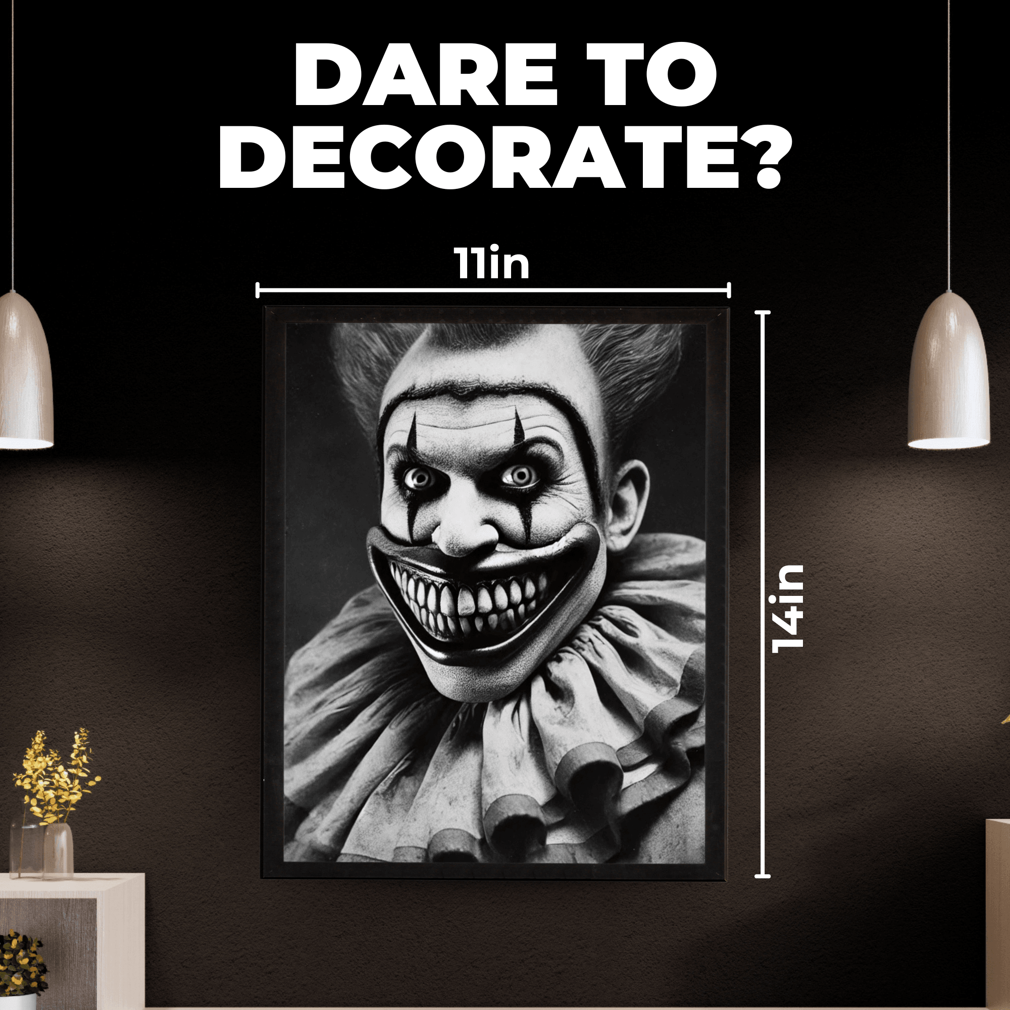InkFlow Vintage Scary Clown Poster - Retro Circus Print - Halloween Art - Freak Show Art - Gift for Men & Women - Gothic Wall Decor for Bedroom, Living Room or Office - 8x10 UNFRAMED Wall Art - Infinity Beyond Crafts