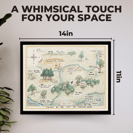 InkFlow Hundred Acre Woods Map Poster - Ideal Storybook Decor for Bedroom, Nursery, or Living Room - A Thoughtful Gift for Parents, Boys & Girls - 20x16 UNFRAMED Wall Art - Infinity Beyond Crafts