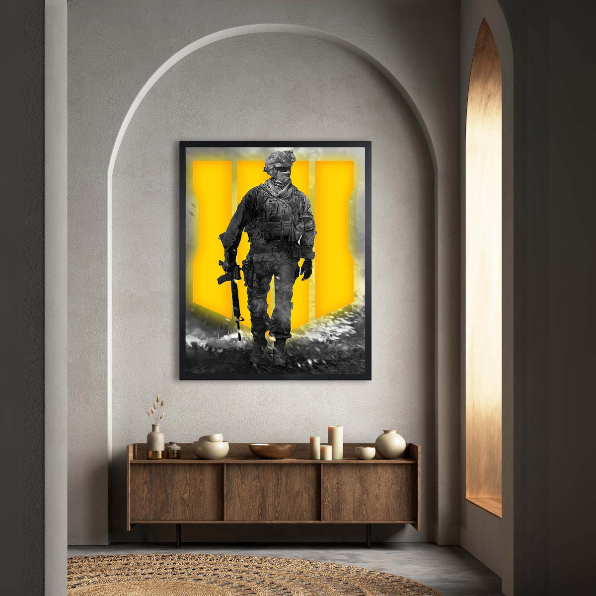 InkFlow Tactical Soldier-Inspired Poster - Military Warfare Wall Art for Home, Office, Bedroom Décor, Action Artwork for Gamer and FPS Enthusiasts - 8x10 Unframed Wall Art - Infinity Beyond Crafts