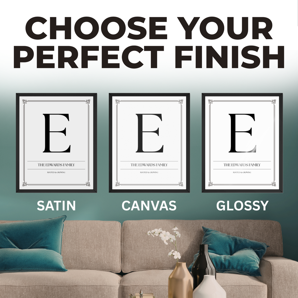Personalized Family Monogram Print: Customized Name Initial Poster and Canvas