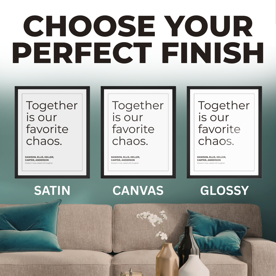 Personalized Favorite Chaos Print: Customized Family Name Poster and Canvas