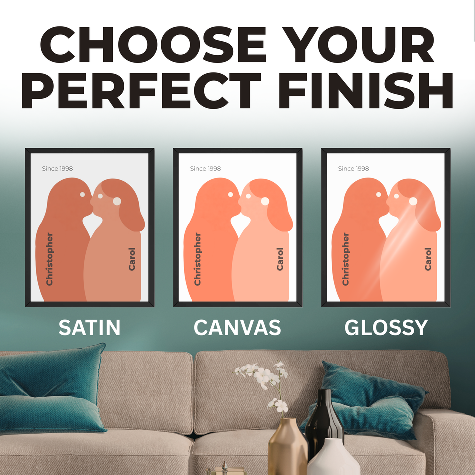 Personalized Love Story Print – Custom Names Typography Poster and Canvas
