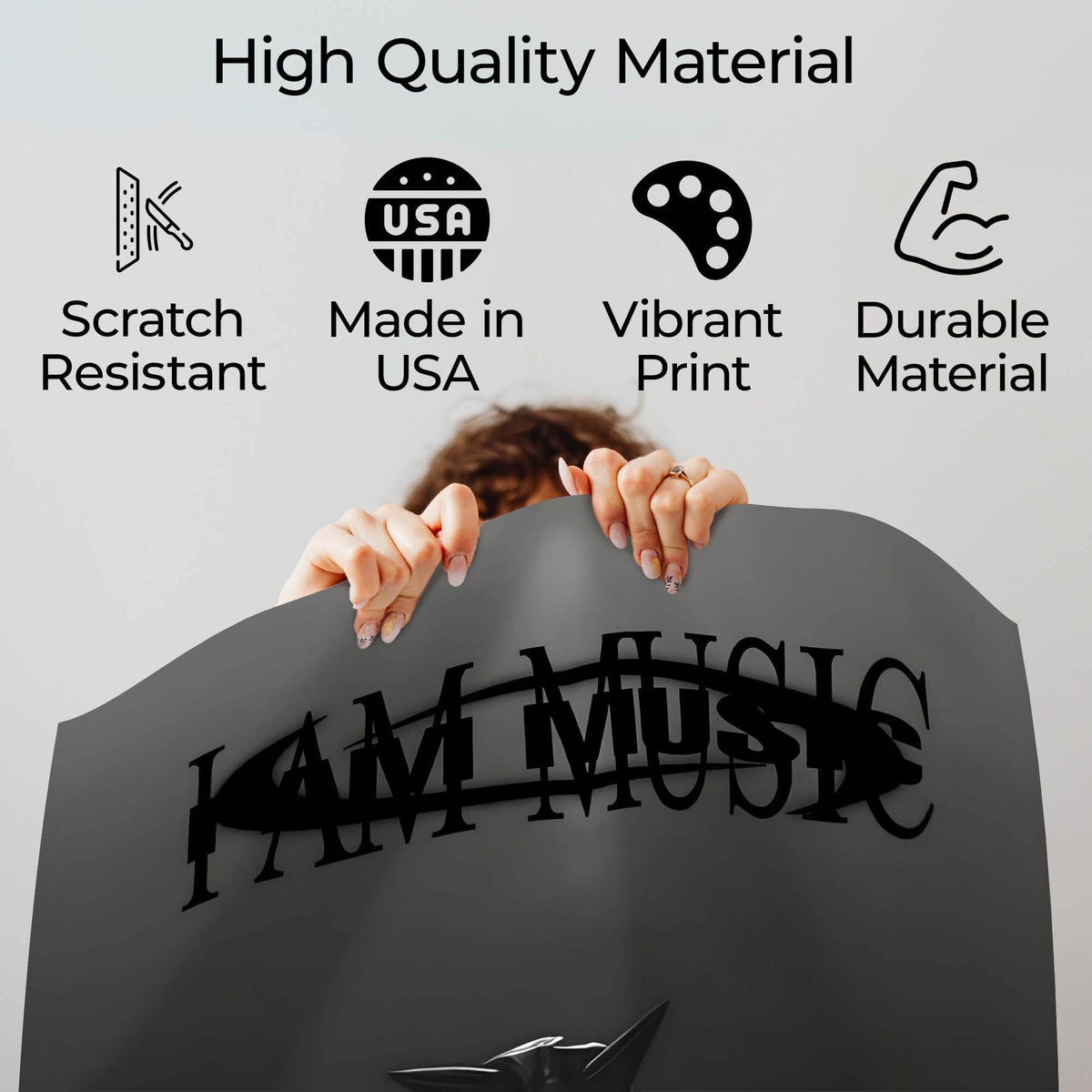 InkFlow I Am Music Inspirational Poster for Home Office Bedroom or Living Room Wall Décor - Motivational Typography Art Print - Music & Musicians Art - 8x10 Unframed Canvas Wall Art - Infinity Beyond Crafts