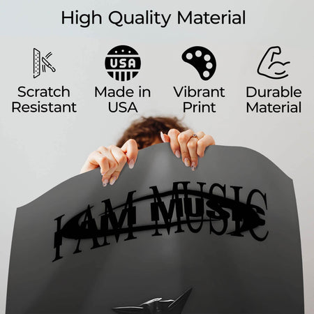 InkFlow I Am Music Inspirational Poster for Home Office Bedroom or Living Room Wall Décor - Motivational Typography Art Print - Music & Musicians Art - 8x10 Unframed Canvas Wall Art - Infinity Beyond Crafts