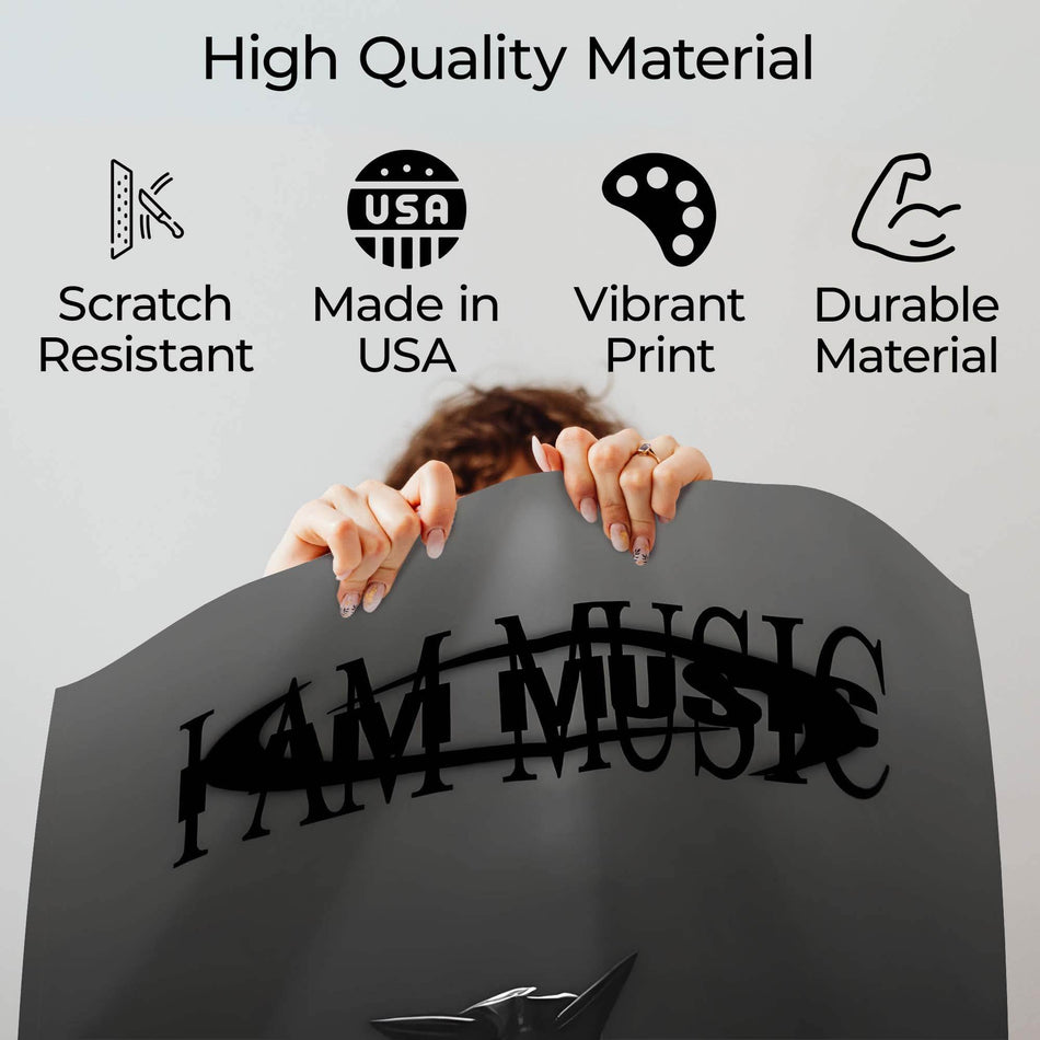InkFlow I Am Music Inspirational Poster for Home Office Bedroom or Living Room Wall Décor - Motivational Typography Art Print - Music & Musicians Art - 8x10 Unframed Canvas Wall Art - Infinity Beyond Crafts