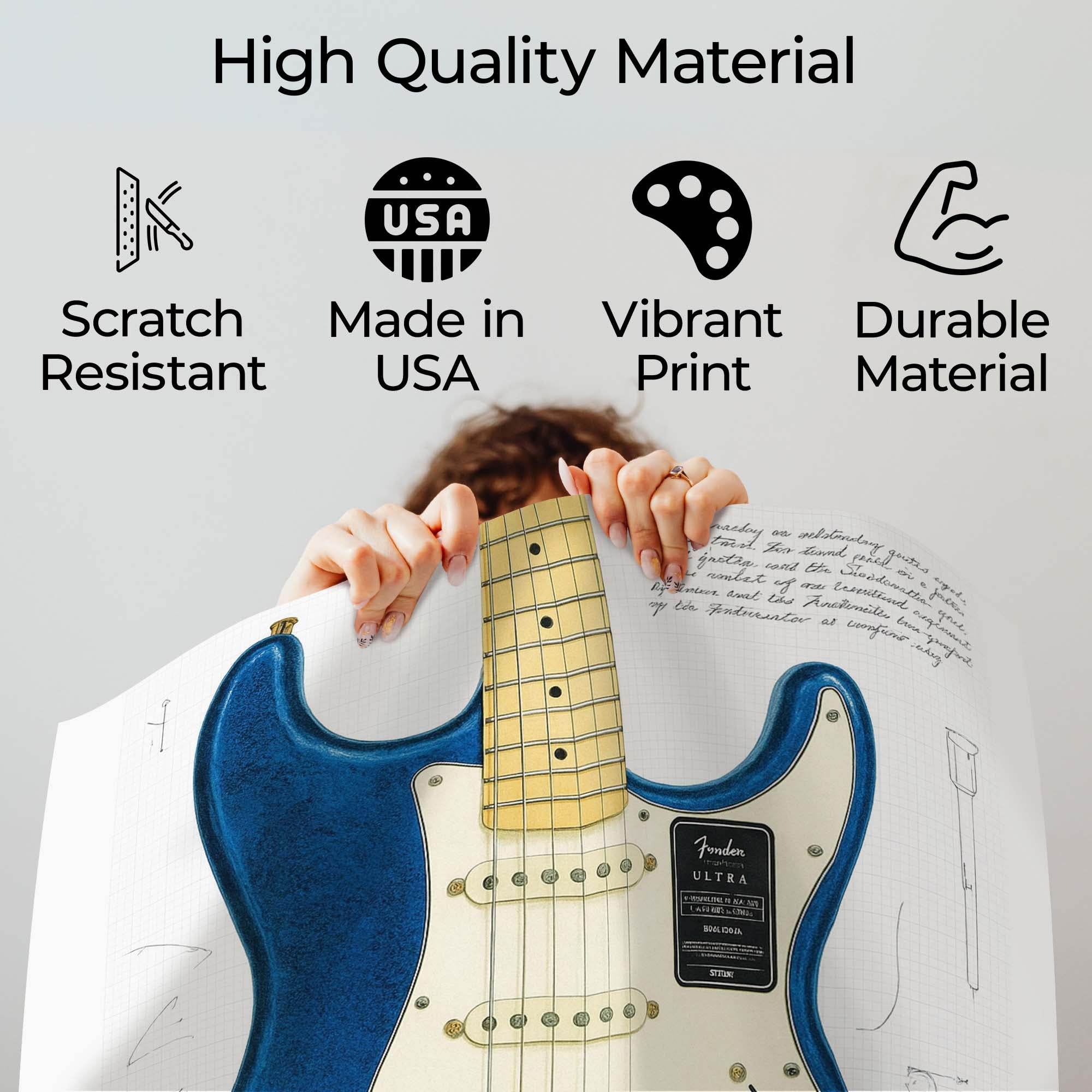 InkFlow Blue Guitar Poster - Vibrant Music-Inspired Wall Décor for Home, Studio, or Office, Perfect for Music Lovers and Creative Spaces - 16x20 Unframed Canvas Wall Art - Infinity Beyond Crafts