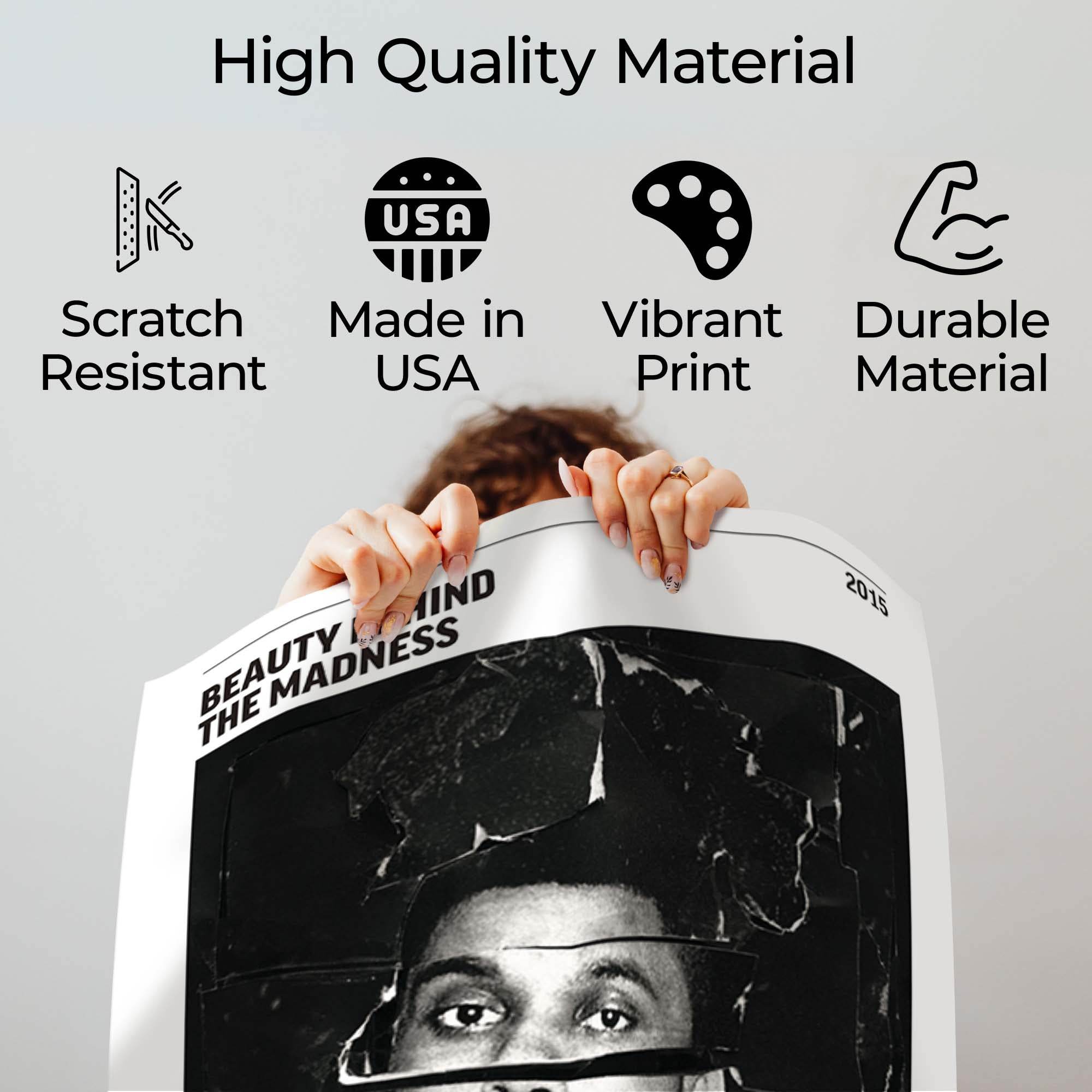 InkFlow Beauty Behind the Madness Music Poster - Iconic Pop Art Print for Music Lovers, Inspirational Wall Decor for Home, Office, and Music Enthusiasts - 8x10 Unframed Canvas Wall Art - Infinity Beyond Crafts