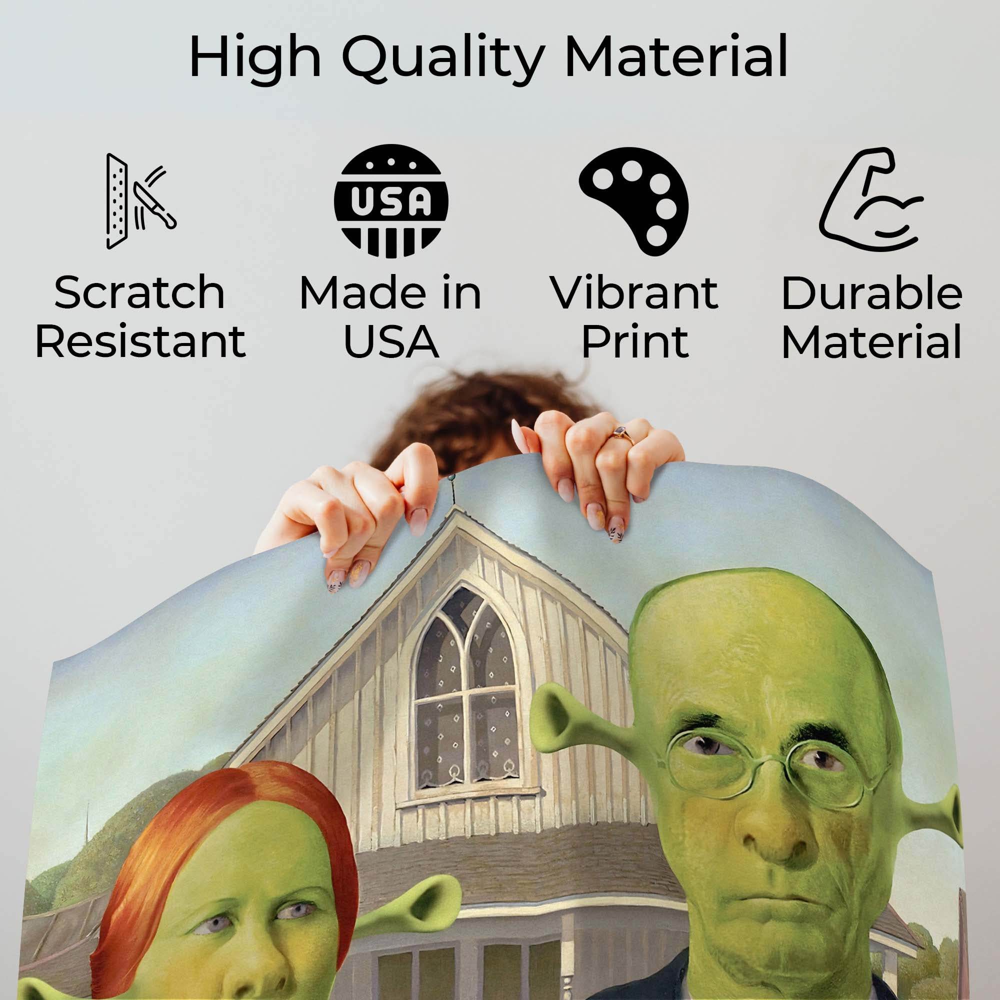 InkFlow American Gothic Style Shrek-Inspired Wall Art Poster for Home, Office, Bedroom, or Living Room Décor - Fun Pop Culture & Modern Art Piece - 8x10 Unframed Canvas Wall Art - Infinity Beyond Crafts