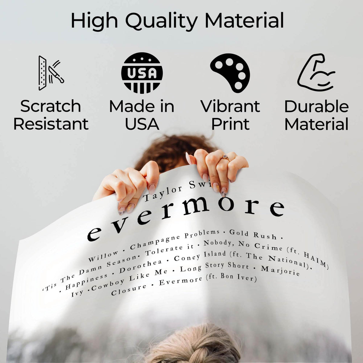 InkFlow Evermore Album Poster - Beautiful Indie Folk Music Artwork - Perfect Wall Decor for Bedroom, Living Room, or Office - Music & Musicians Art - 8x10 Unframed Canvas Wall Art - Infinity Beyond Crafts