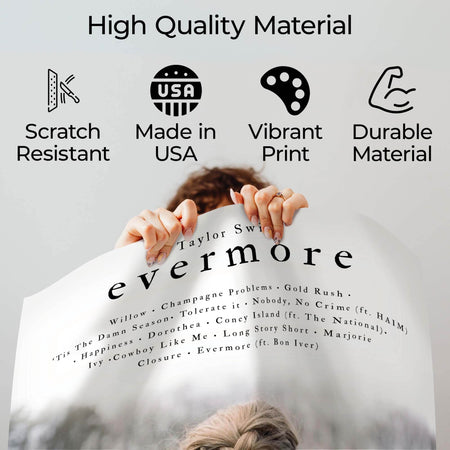 InkFlow Evermore Album Poster - Beautiful Indie Folk Music Artwork - Perfect Wall Decor for Bedroom, Living Room, or Office - Music & Musicians Art - 8x10 Unframed Canvas Wall Art - Infinity Beyond Crafts