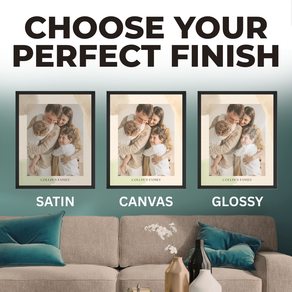 Family Portrait Print | Custom Name Photo Wall Art