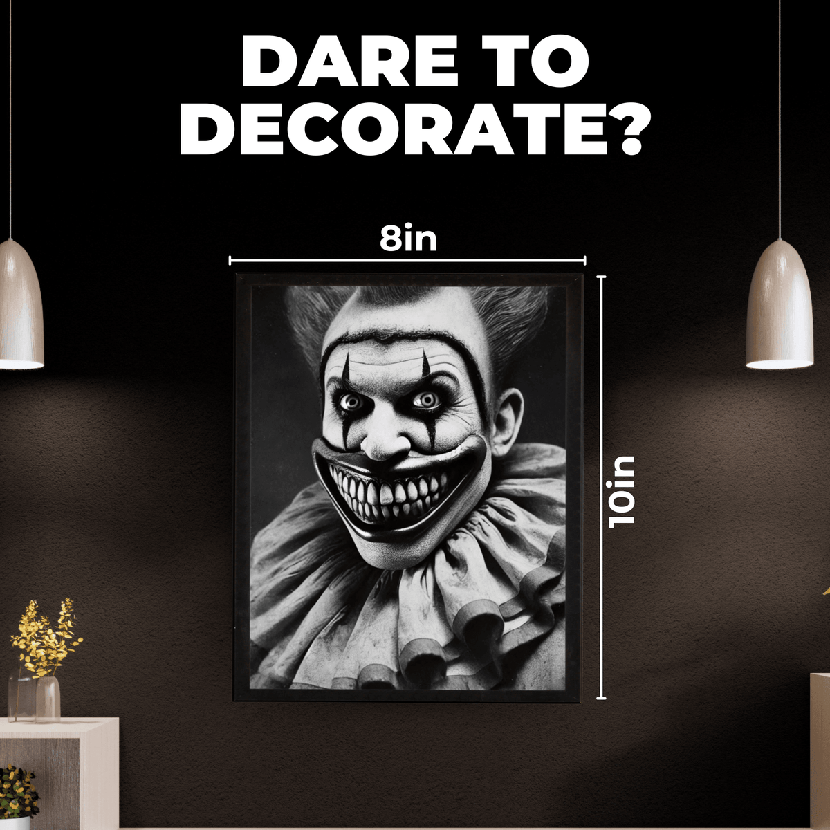 InkFlow Vintage Scary Clown Poster - Retro Circus Print - Halloween Art - Freak Show Art - Gift for Men & Women - Gothic Wall Decor for Bedroom, Living Room or Office - 8x10 UNFRAMED Wall Art - Infinity Beyond Crafts