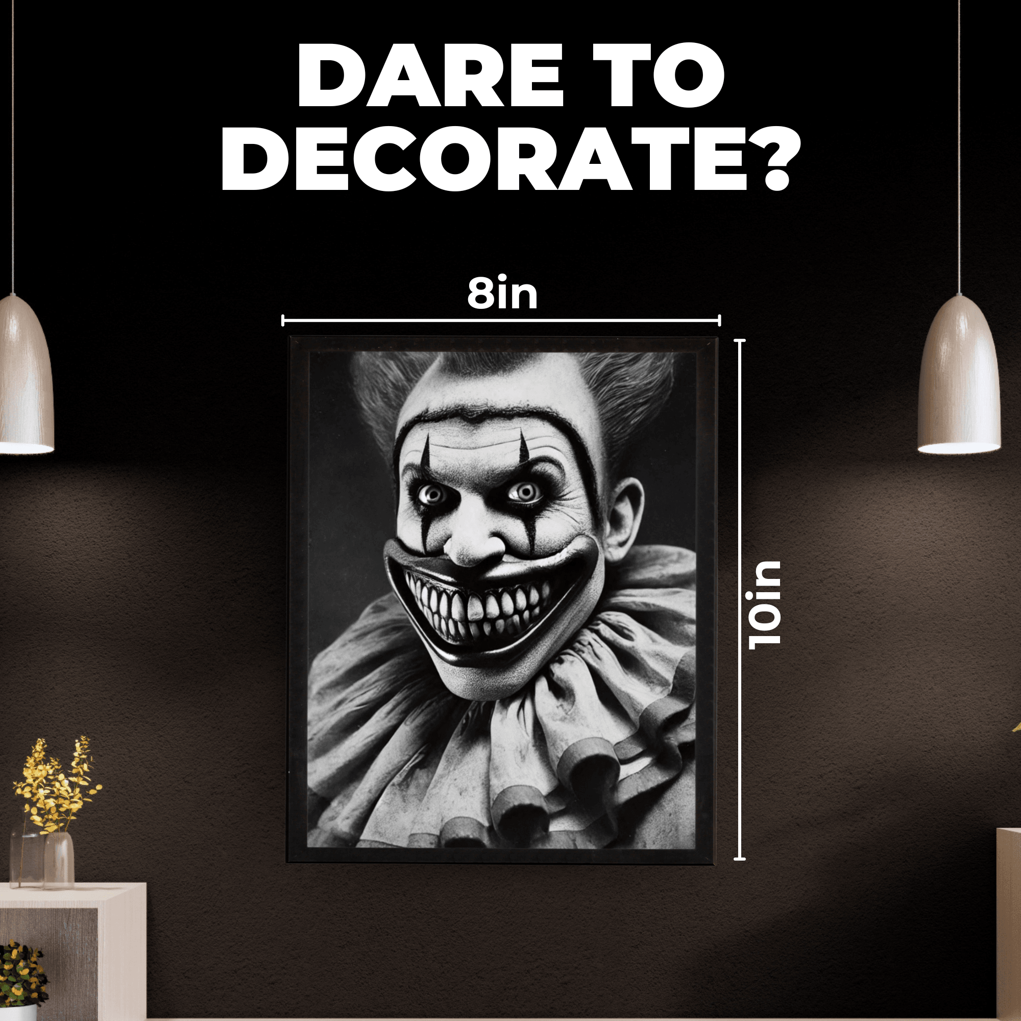 InkFlow Vintage Scary Clown Poster - Retro Circus Print - Halloween Art - Freak Show Art - Gift for Men & Women - Gothic Wall Decor for Bedroom, Living Room or Office - 8x10 UNFRAMED Wall Art - Infinity Beyond Crafts