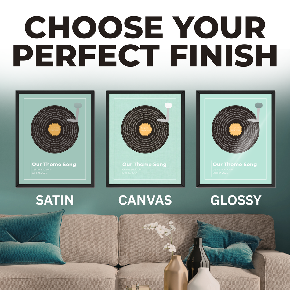 Personalized Our Theme Song Print | Custom Record Player Music Wall Art