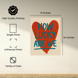 InkFlow Red Mood "How Lucky Are We" Poster - Vintage Aesthetic Wall Art - Stylish Minimalist Bedroom Decor - Trendy Home Decoration for Living Room, Dorm, Office - Unframed Wall Art