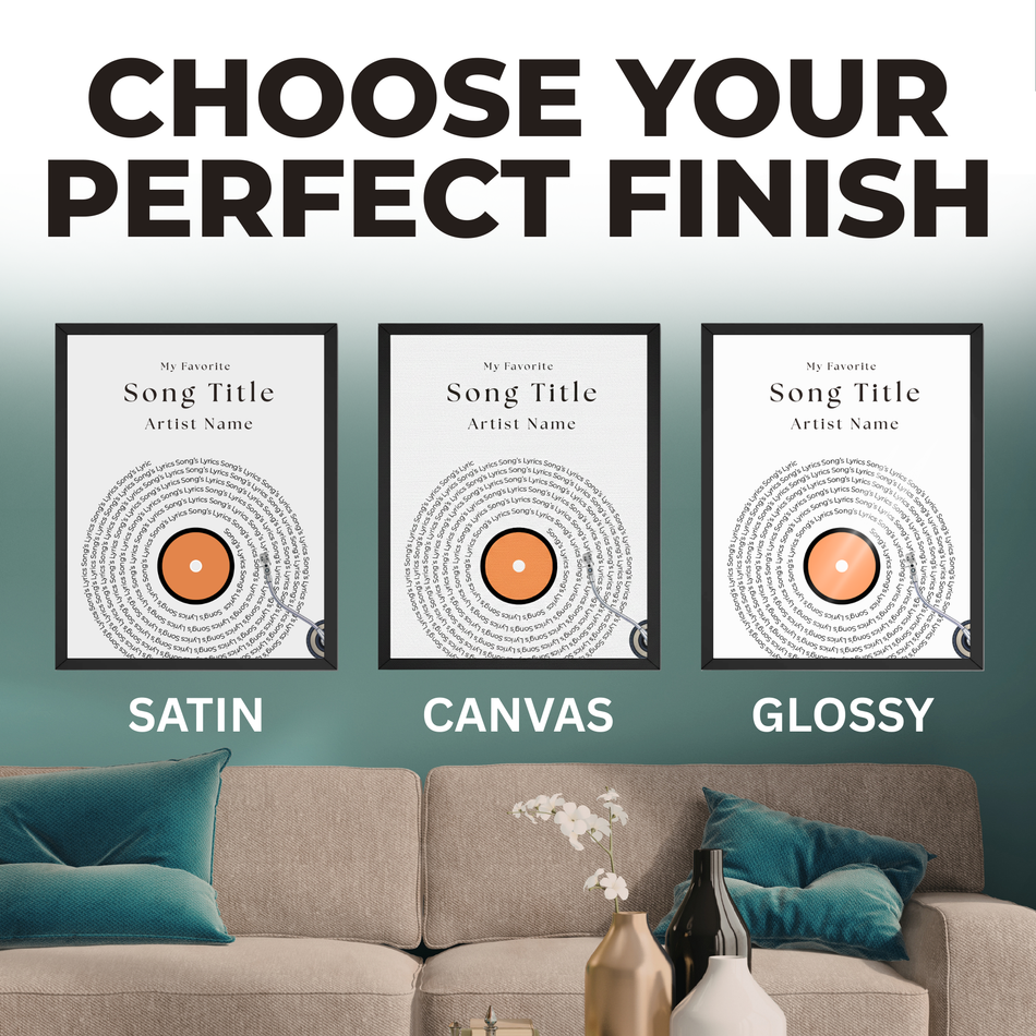 Personalized Favorite Song Print | Custom Record Player Music Wall Art