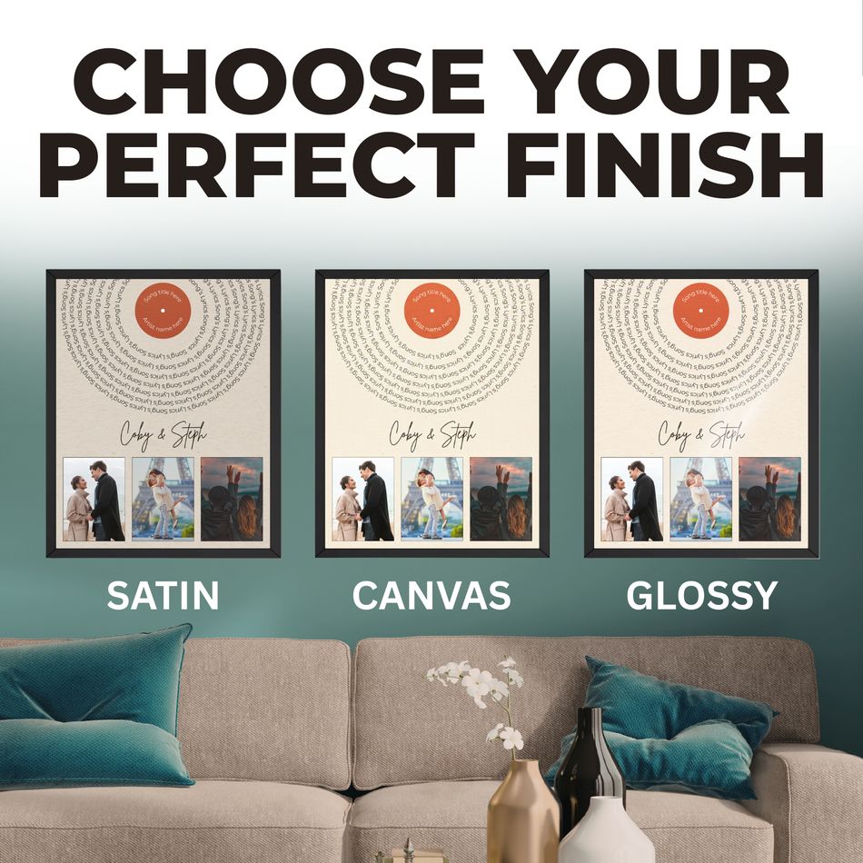 Personalized Song Lyrics Print | Custom Vinyl Record Photo Collage Wall Art