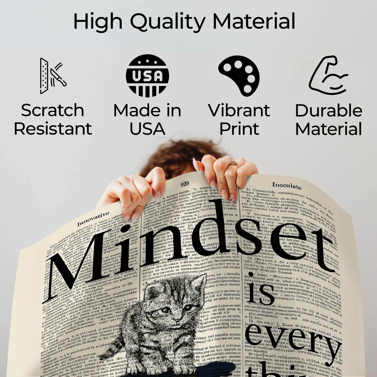 InkFlow Mindset is Everything Poster - Motivational Wall Art for Home, Office, Bedroom, Living Room Décor - Inspirational Quote to Empower and Encourage Growth - 8x10 Unframed Wall Art - Infinity Beyond Crafts