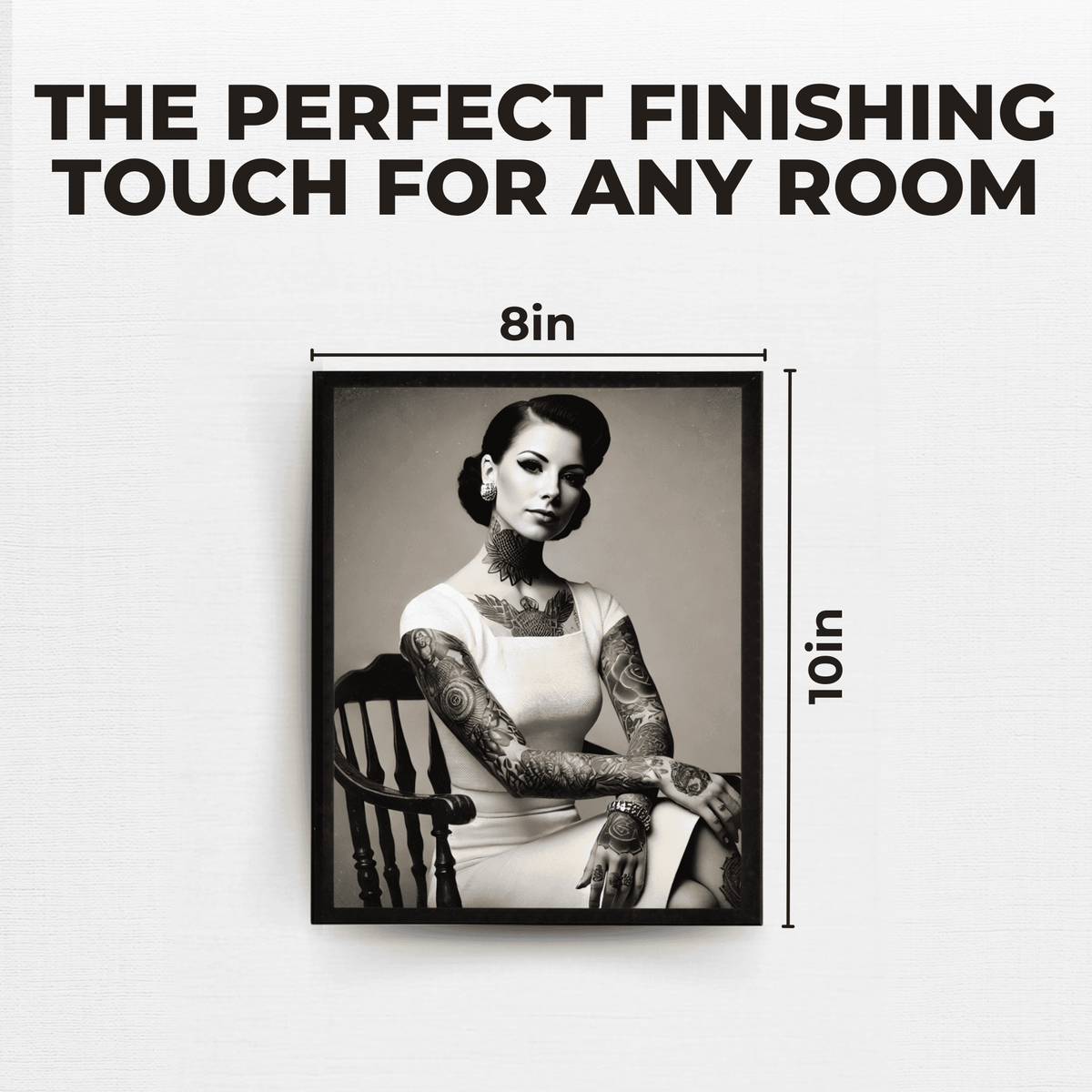 InkFlow Tattooed Woman Poster - Retro Tattoo Art Print, Black & White Photography Circus Art for Home Office or Living Room Wall Decor - 11x14 UNFRAMED Wall Art - Infinity Beyond Crafts