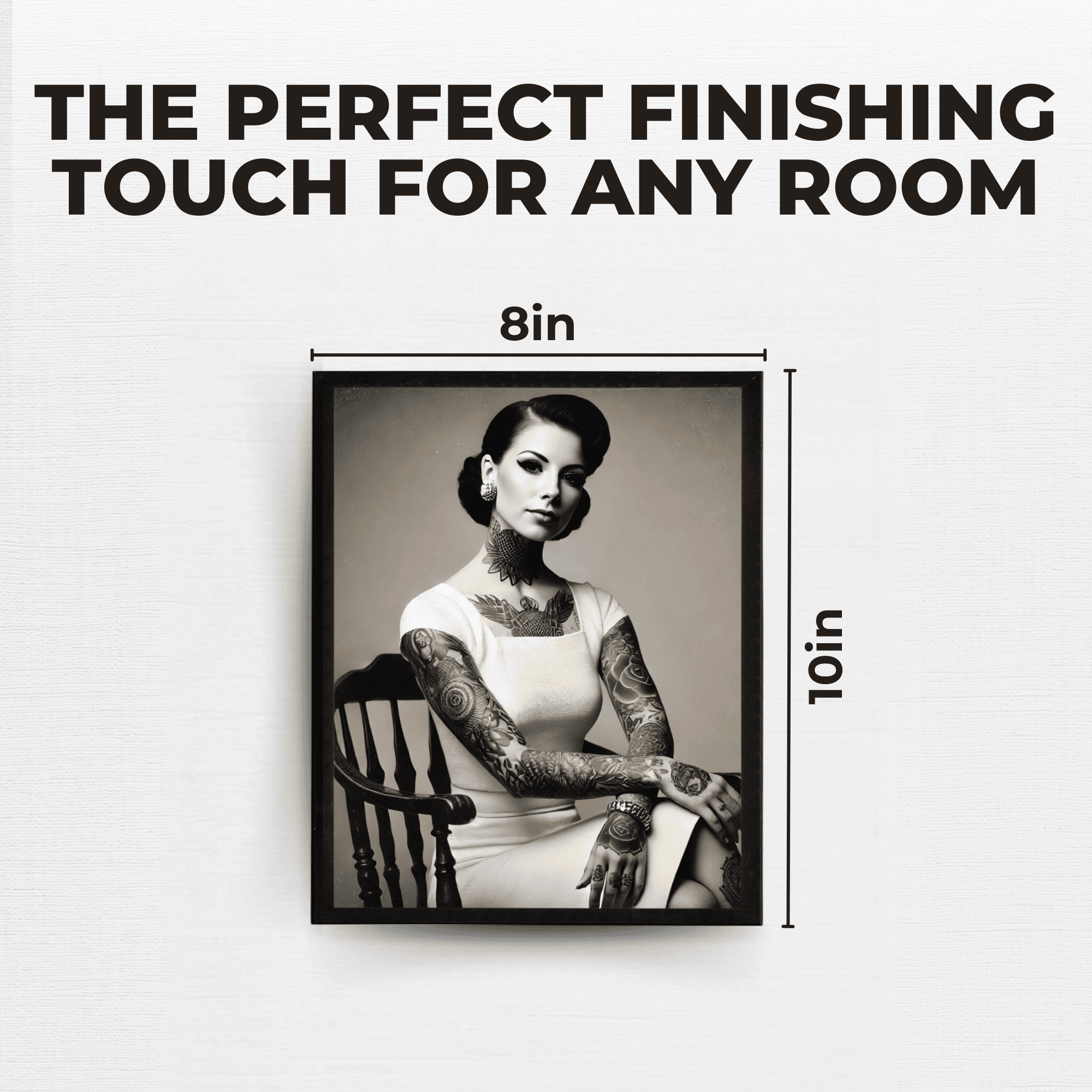 InkFlow Tattooed Woman Poster - Retro Tattoo Art Print, Black & White Photography Circus Art for Home Office or Living Room Wall Decor - 11x14 UNFRAMED Wall Art - Infinity Beyond Crafts